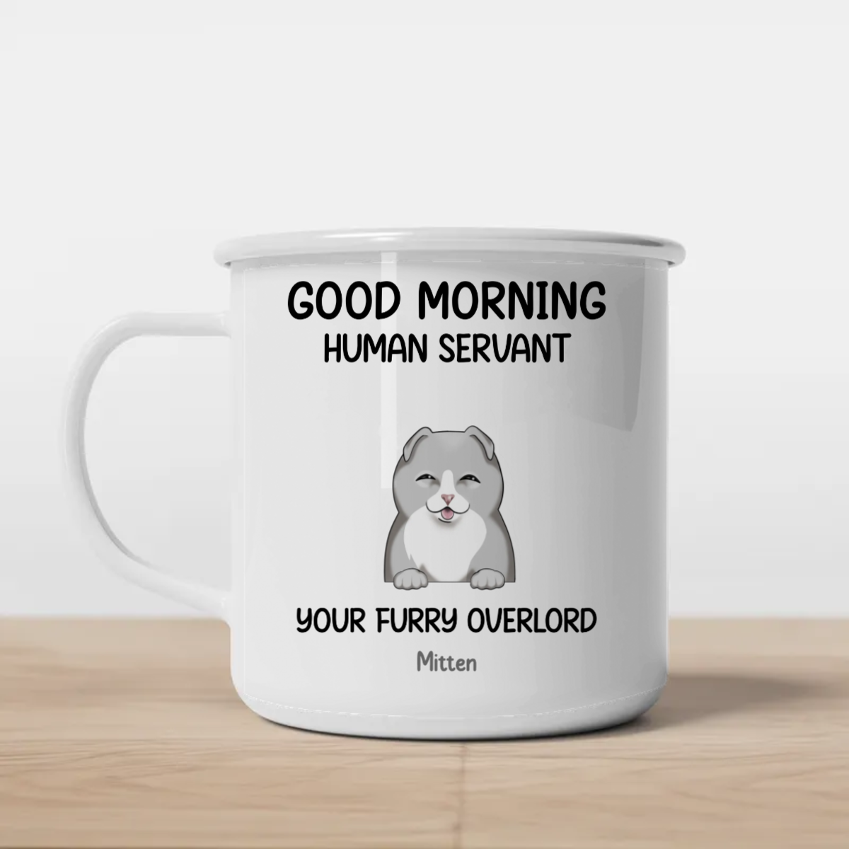 Personalized "Good Morning Servant - Cats Version Enamel Mug