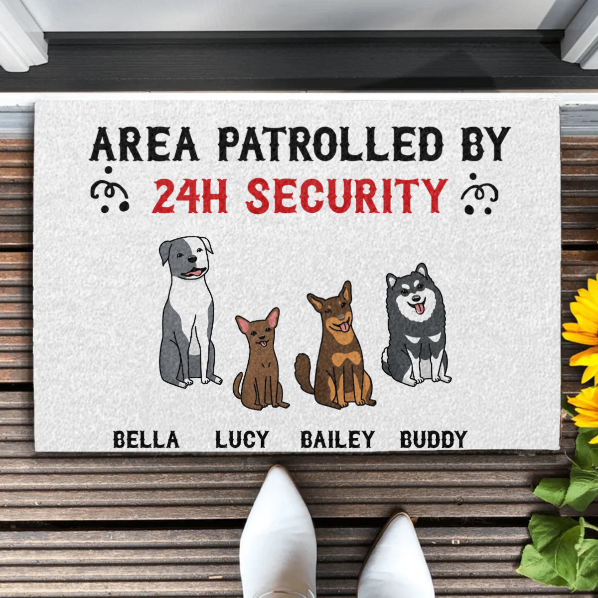 Personalized "Area Patrolled By 24H Security" Area Sublimation Doormat 24x16"
