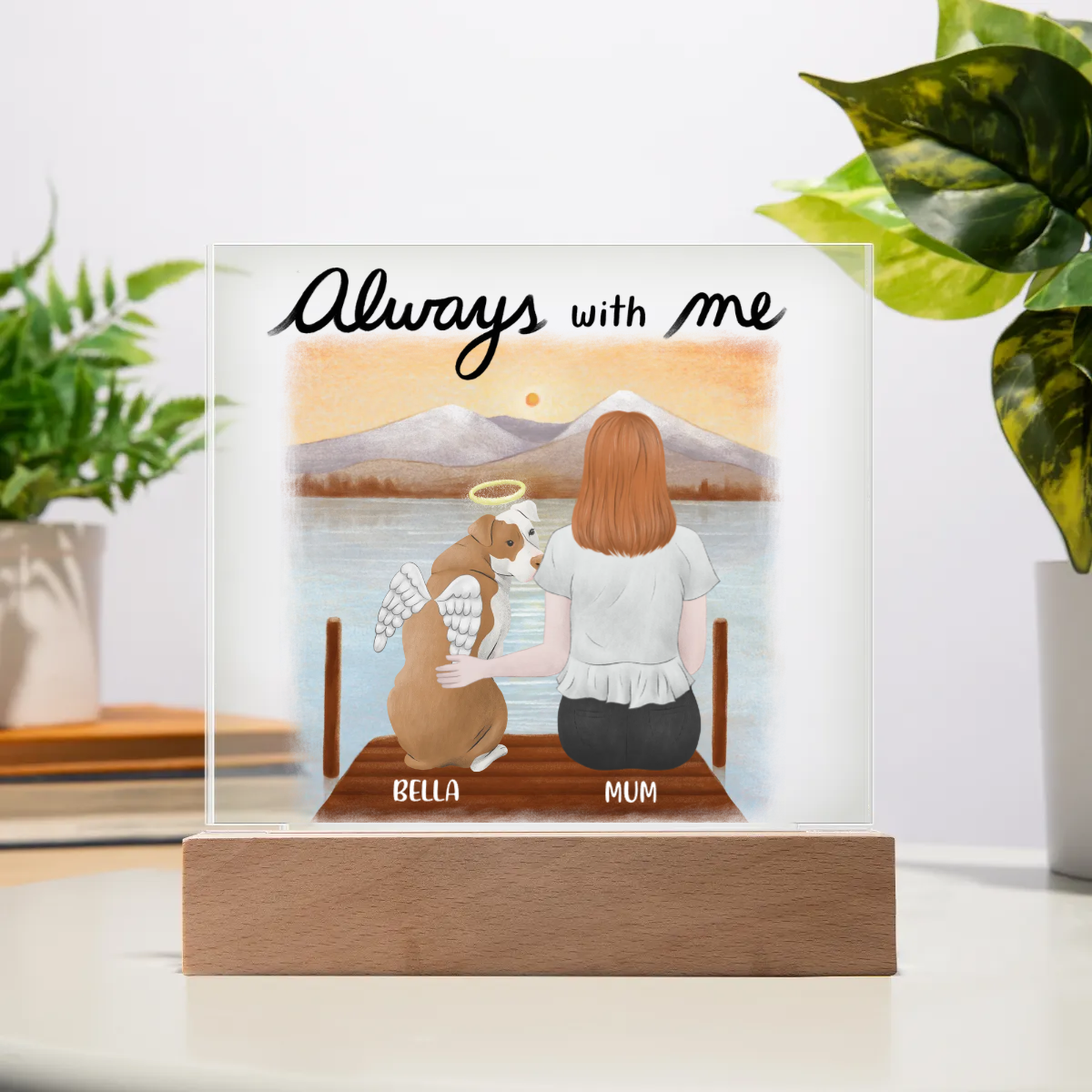 "Always with Me: Personalized Dog Memorial – The Ultimate Pet Remembrance Gift for Dog Lovers and Beloved Pet Parents" Acrylic Square Plaque