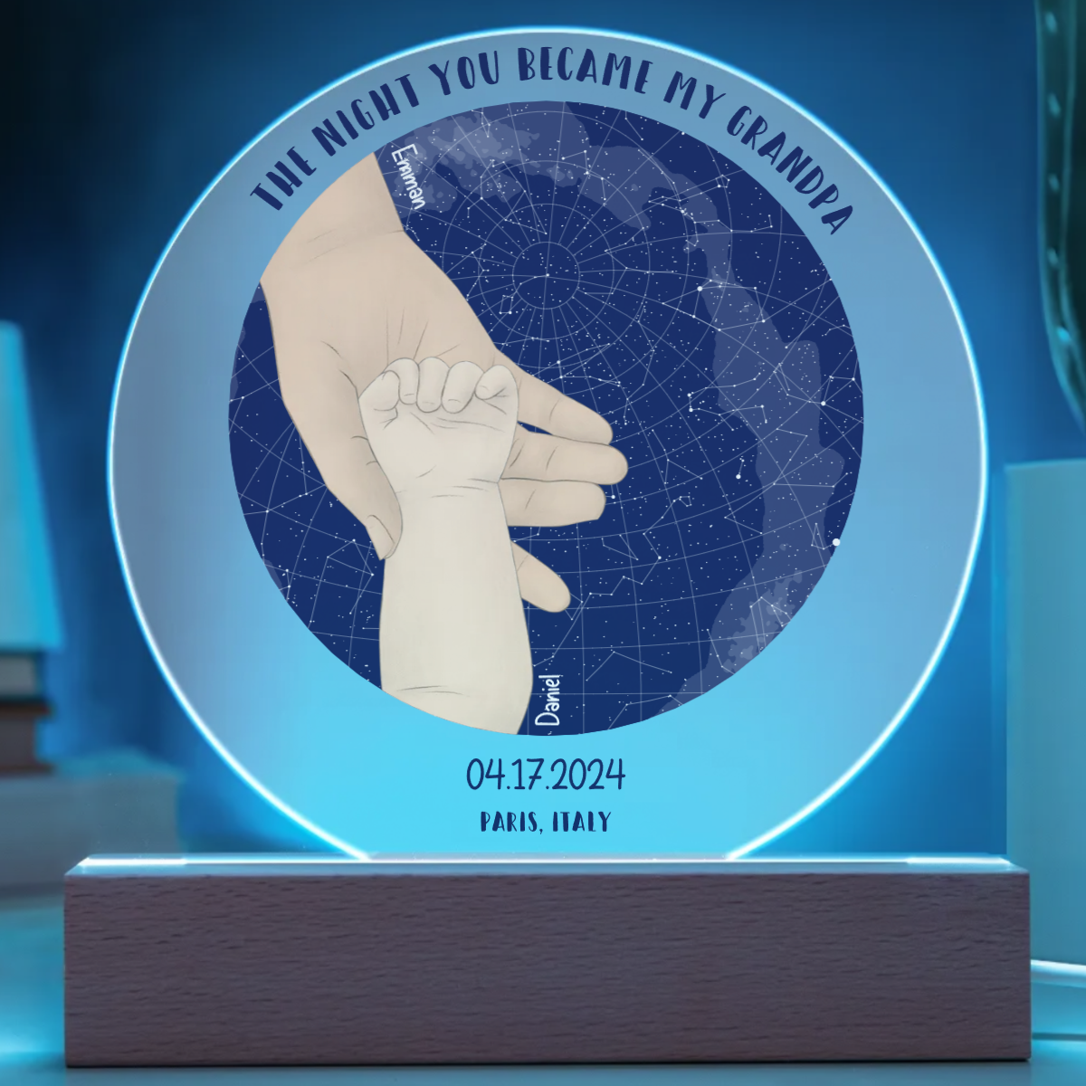 Personalized "The Night Your Became My Daddy/Grandpa" Circle Acrylic Plaque